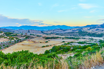 Fototapeta na wymiar Panorama of inner Sardinia / Valley in Sardinia - Italy