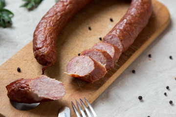 Tasty homemade smoked sausage