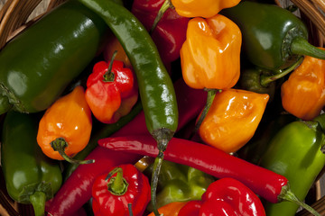 assortment of hot bell peppers
