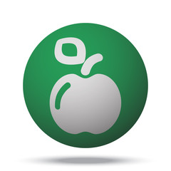 White Apple web icon on green sphere ball