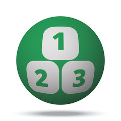 White 123 Blocks web icon on green sphere ball