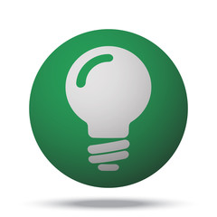 White Light Bulb web icon on green sphere ball