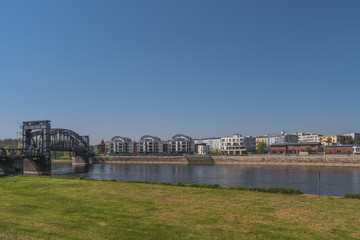 View on Magdeburg city and Elbe in Spring, Magdeburg, Germany