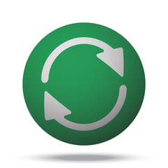 White Refresh web icon on green sphere ball
