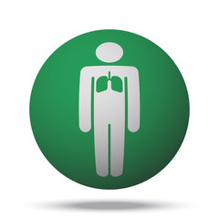 White Lungs web icon on green sphere ball