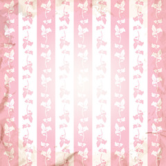 Striped background with floral ornament in the grunge style.