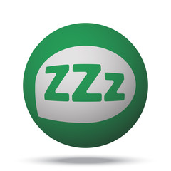 White Sleep web icon on green sphere ball