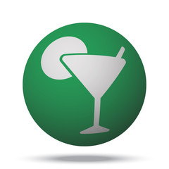 White Cocktail web icon on green sphere ball