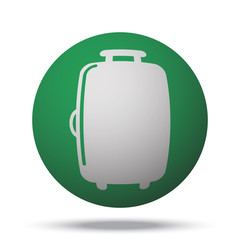 White Luggage web icon on green sphere ball