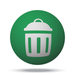 White Delete web icon on green sphere ball