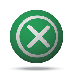 White Cancel web icon on green sphere ball