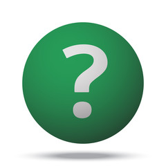 White Question Mark web icon on green sphere ball