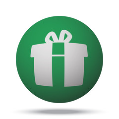 White Gift  web icon on green sphere ball