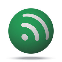 White Rss web icon on green sphere ball