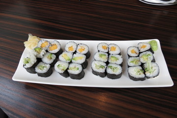 Kappa, avocado and oshinko vegan maki