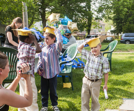 Group of children at kindergarten graduation