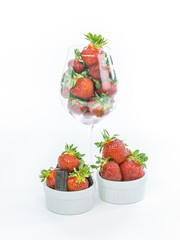 red strawberries in dessert cups