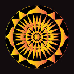 golden mandala on black background vector illustration for logo or greeting card