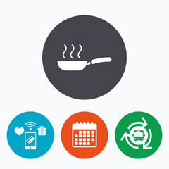 Frying pan sign icon. Fry or roast food symbol.