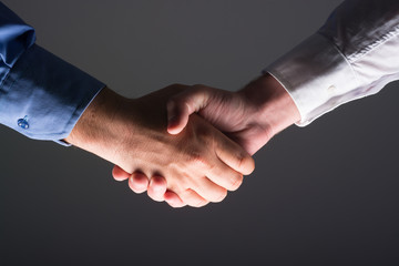 Two male businessman hands shaking