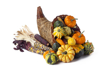 gourds, pumpkins and indian corn