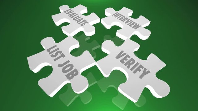 Hire New Employee List Job Candidates Interview Verify Puzzle Pieces 3d Illustration