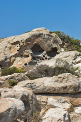 Fototapeta na wymiar rock formations in kolymbithres beach, Paros island, Cyclades, Greece 