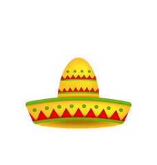 Mexican Hat Sombrero Isolated on White Background