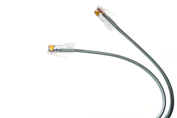 Gray network cable with connectors