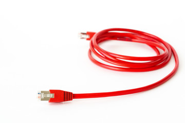 Red network cable isolated