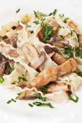 Italian pasta with mushrooms and chicken