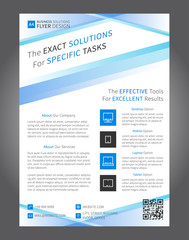 Business leaflet layout vector design. A4 size page with sample text, icons. Corporate leaflet template creative design. Easy to edit and print. Modern leaflet template graphic concept.
