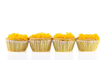 Foithong Cake, Golden thread cake isolate on white.