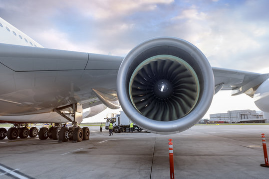 Detail of jet engine on A380 aircraft