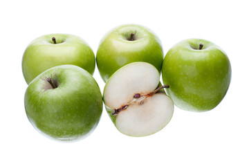 apples displayed on white.