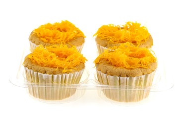 Foithong Cake, Golden thread cake isolate on white.