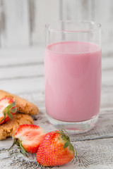 milk, strawberry and cookies