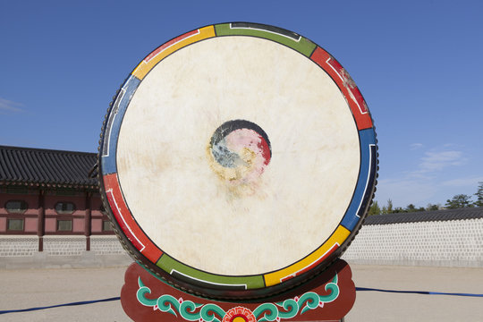 Traditional animal skin buk drum, Korea, Seoul