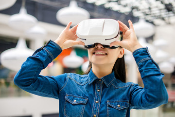 Woman wearing virtual reality glasses