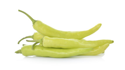 green chili on white background