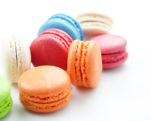 Colorful macaroon on white background