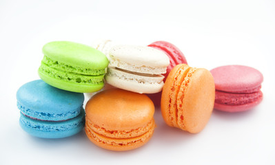 Colorful macaroon on white background