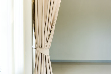 Composition of the elegant curtains against a wall