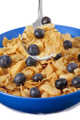 cornflakes with blueberries