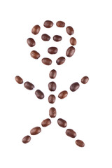 human stick made of  red beans