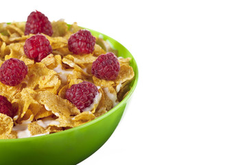corn flakes and raspberries