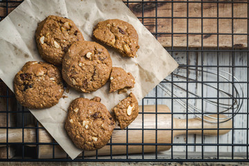 Overhead view of chocolate cookies