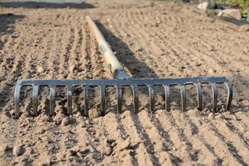 Rake on soil