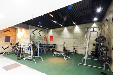 Fototapeta na wymiar design and equipment in modern gym
