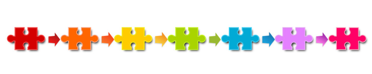 Obraz premium Puzzle Banner Band Reihe Bunt Verbindung Regenbogen